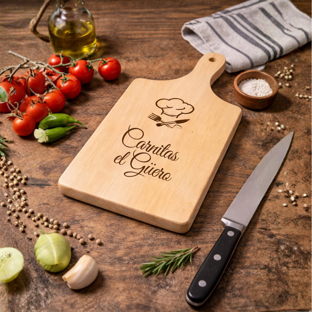 Tabla de Madera Premium - Grabado Láser Personalizado.
