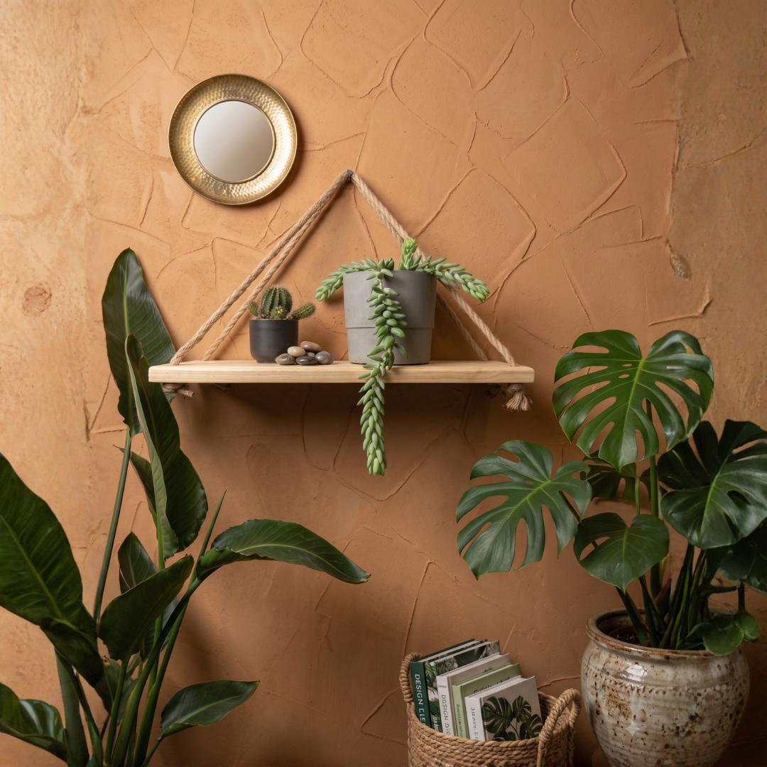 Repisa Colgante de Madera con Cuerda Estilo Boho-Minimalista